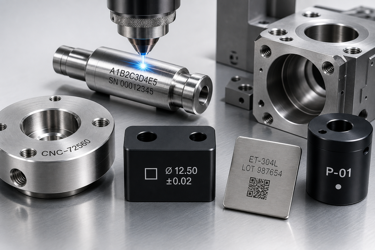 Laser engraving and marking on precision machined parts